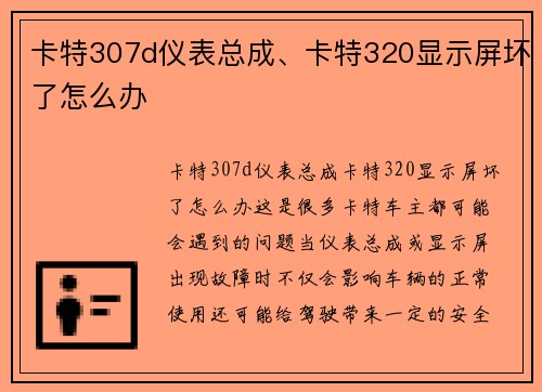 卡特307d仪表总成、卡特320显示屏坏了怎么办